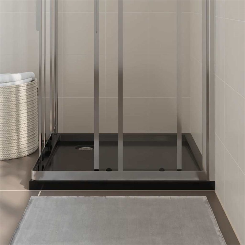 vidaXL Square ABS Shower Base Tray in Black