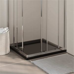 vidaXL Square ABS Shower Base Tray in Black