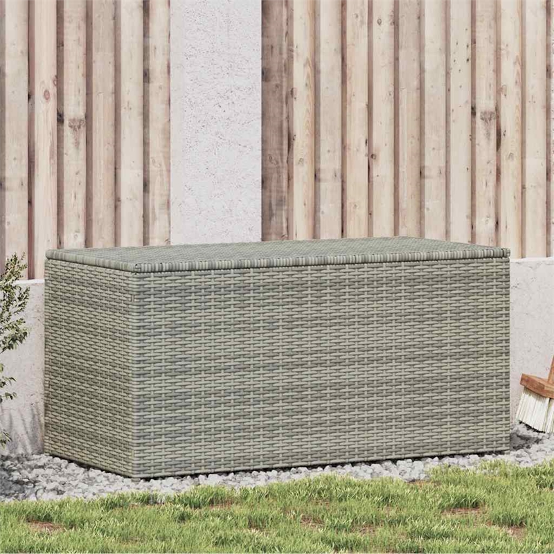 vidaXL Patio Storage Box Poly Rattan in Gray