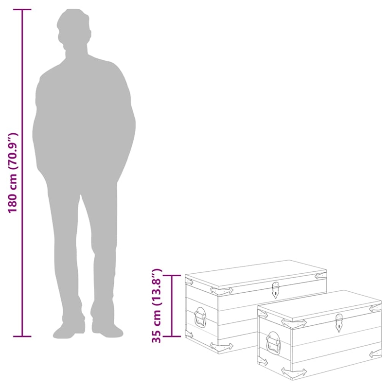 vidaXL Multiple Sizes Rough Mango Wood Storage Box in Brown