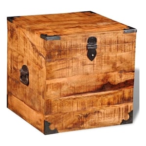 vidaXL Rough Mango Wood Storage Box in Brown