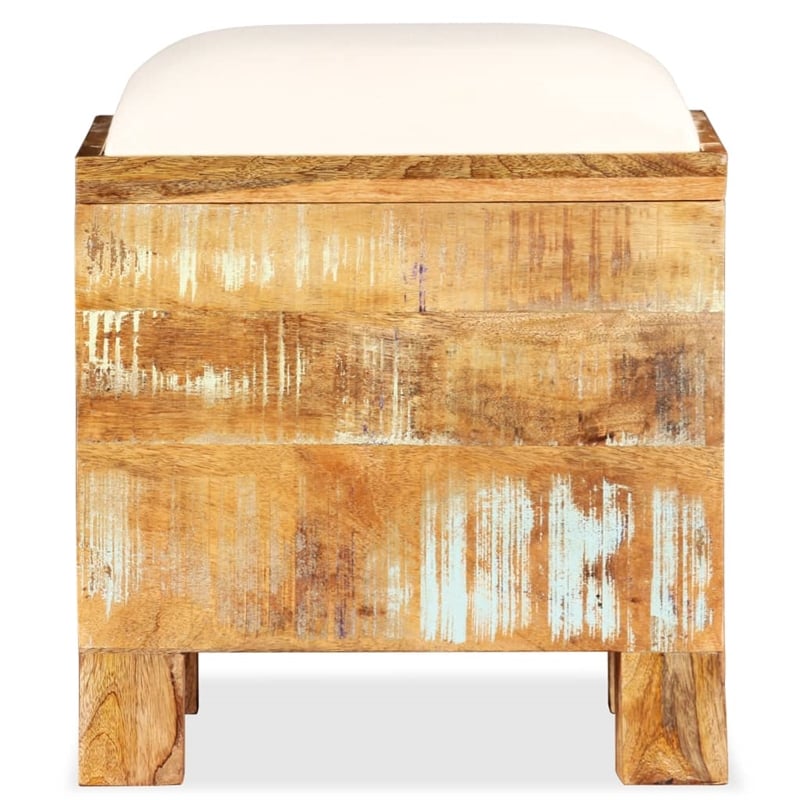 vidaXL Solid Reclaimed Wood Storage Chest with White Seat Cotton in Brown