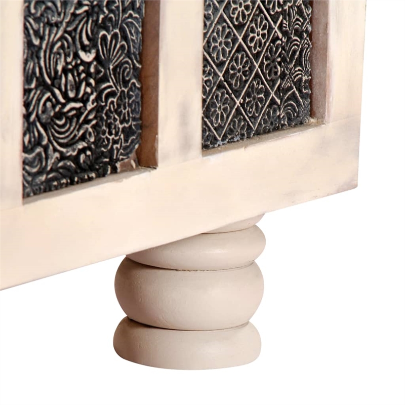 vidaXL Solid Acacia Wood Storage Box in White