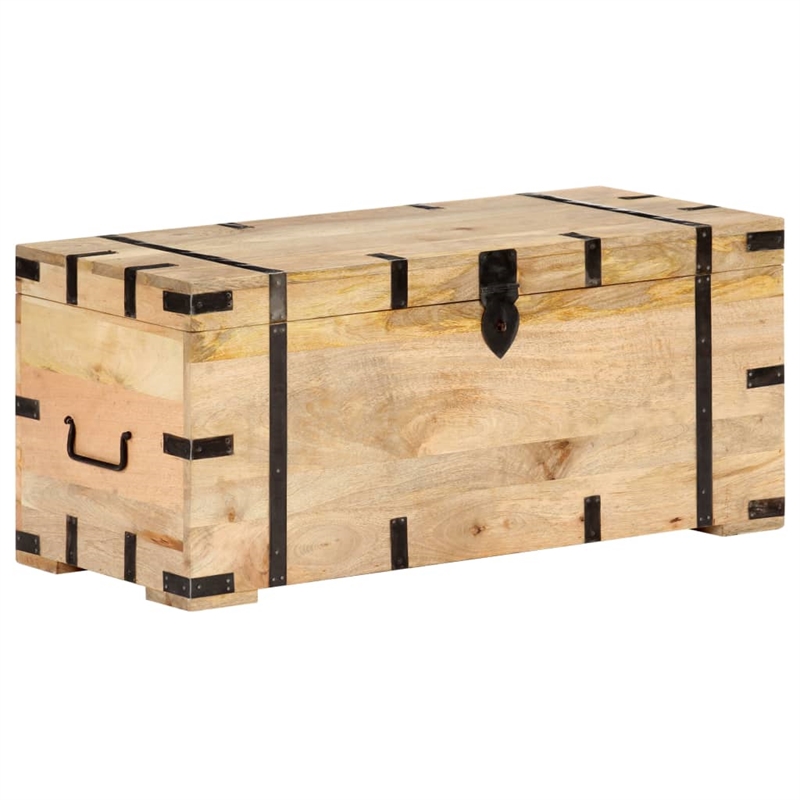 vidaXL Large Rectangular Rustic Solid Mango Wood Chest in Brown