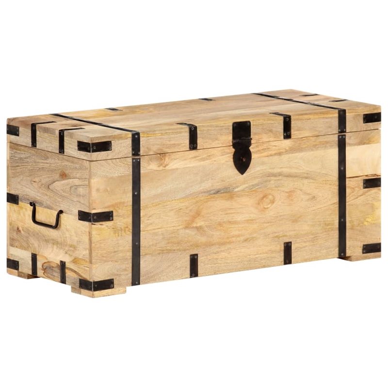 vidaXL Large Rectangular Rustic Solid Mango Wood Chest in Brown