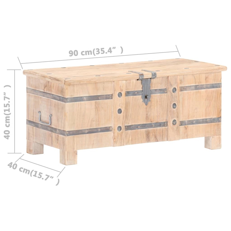 vidaXL Medium Solid Acacia Wood Chest with Natural Wood Grain in White