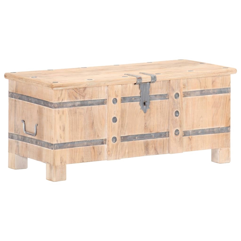 vidaXL Medium Solid Acacia Wood Chest with Natural Wood Grain in White