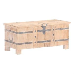 vidaXL Medium Solid Acacia Wood Chest with Natural Wood Grain in White