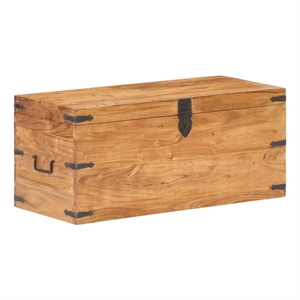 vidaXL Rectangular Solid Acacia Wood Storage Chest in Natural Finish