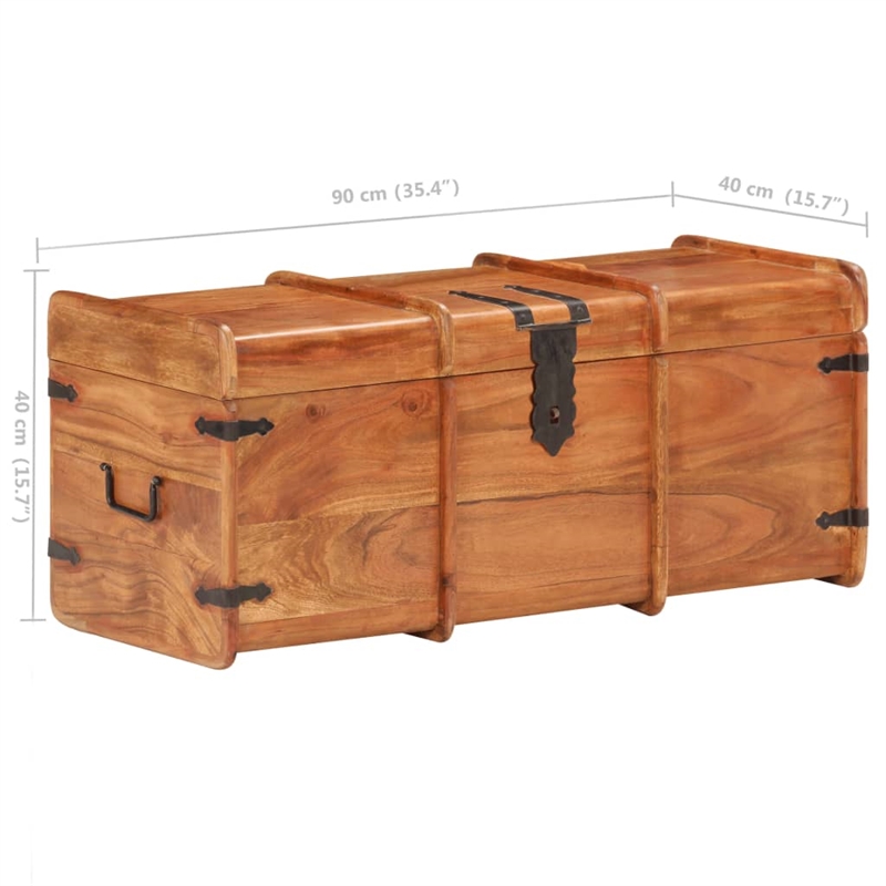 vidaXL Standard Solid Acacia Wood Iron Storage Chest in Brown