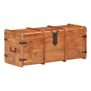 vidaXL Standard Solid Acacia Wood Iron Storage Chest in Brown