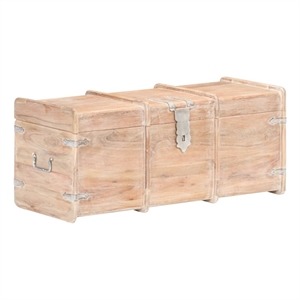 vidaXL Solid Acacia Wood Storage Chest in White Finish