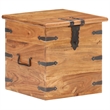 vidaXL Medium Solid Acacia Wood Chest with Iron Accents in Brown