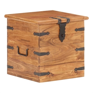 vidaXL Medium Solid Acacia Wood Chest with Iron Accents in Brown