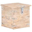 vidaXL Square White Solid Acacia Wood with Iron Chest in White