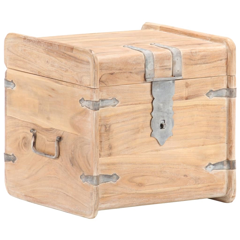 vidaXL White Solid Acacia Wood Chest in White