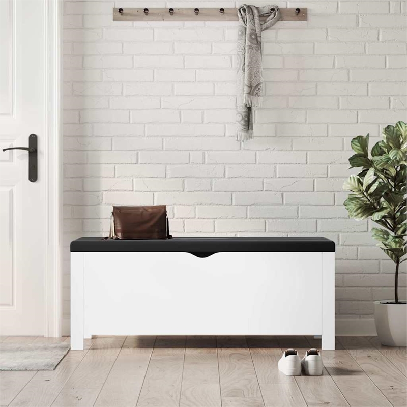 vidaXL Engineered Wood Storage Box with Faux leather in White