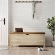vidaXL Engineered Wood Storage Box with Faux Leather in Sonoma Oak