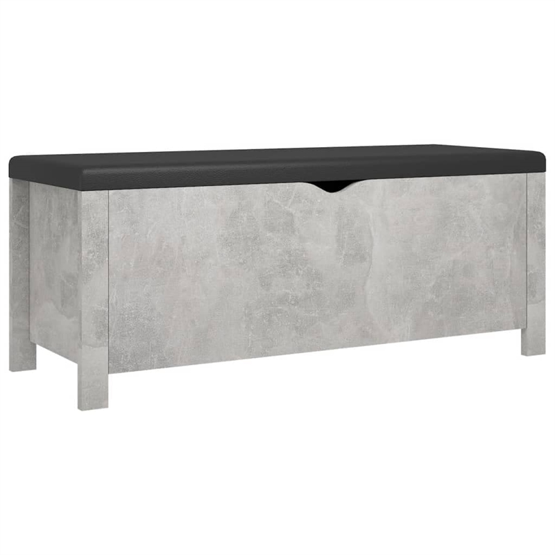 vidaXL Medium Concrete Engineered Wood Storage Box with Faux Leather in Grey