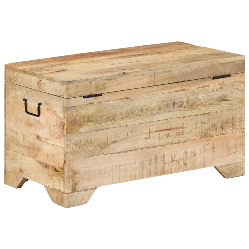 vidaXL Medium Solid Rough Mango Wood Storage Chest in Brown