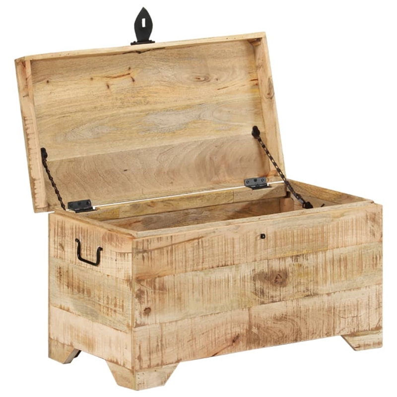 vidaXL Medium Solid Rough Mango Wood Storage Chest in Brown