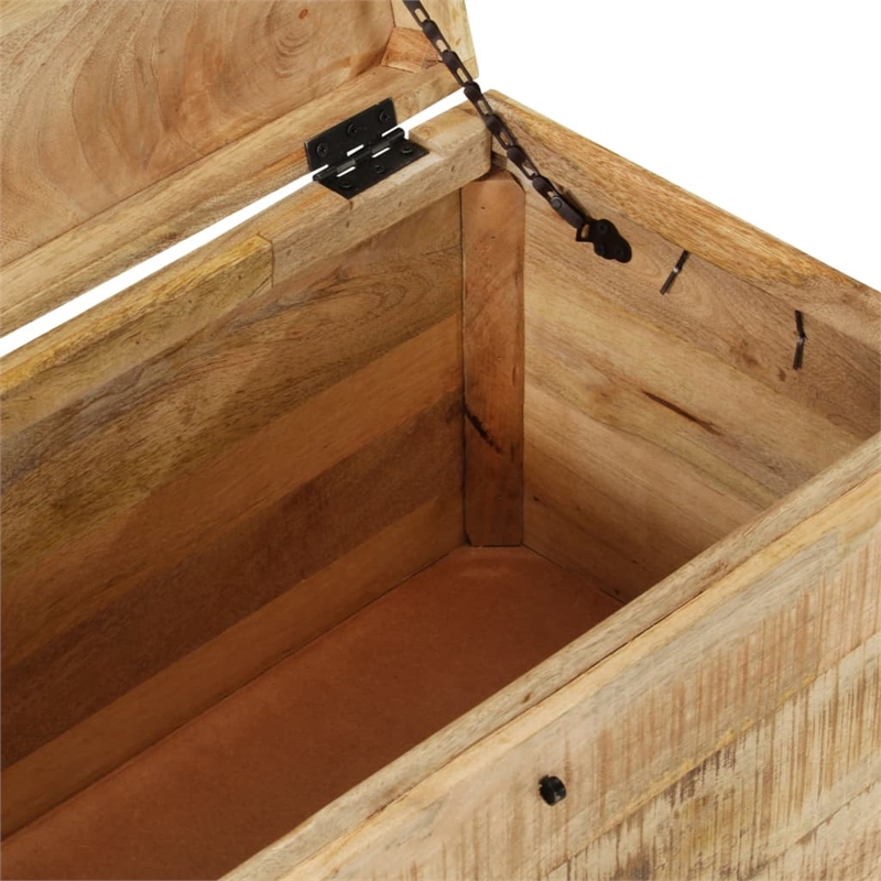 vidaXL Medium Solid Rough Mango Wood Storage Chest in Brown