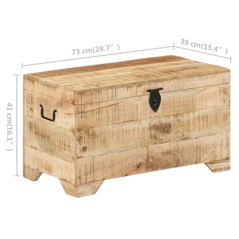 vidaXL Medium Solid Rough Mango Wood Storage Chest in Brown