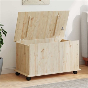 vidaXL Medium Solid Pine Wood Storage Chest in Natural