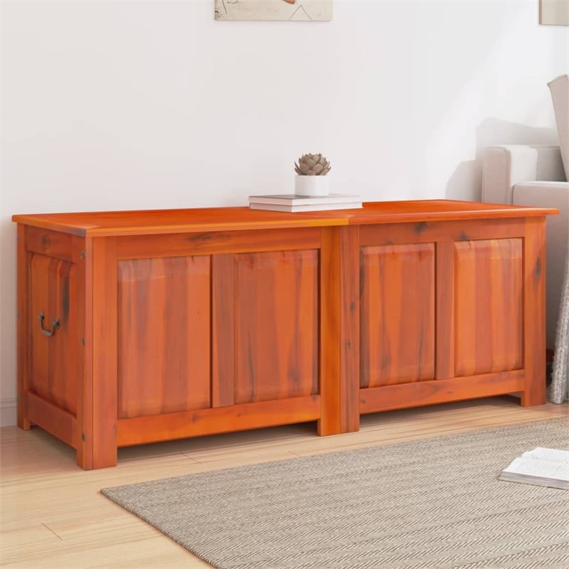 vidaXL Large Solid Acacia Wood and Engineered Wood Storage Chest in Brown