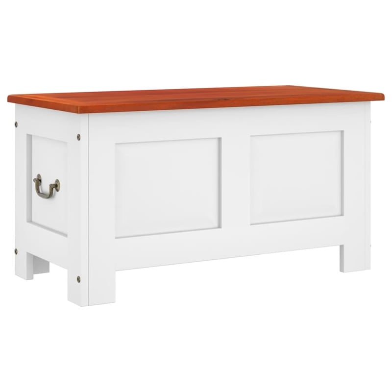 vidaXL Solid Acacia Wood Engineered wood Storage Chest in Brown and White
