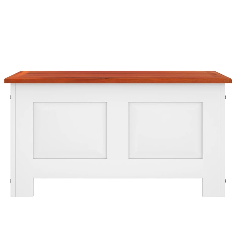 vidaXL Solid Acacia Wood Engineered wood Storage Chest in Brown and White