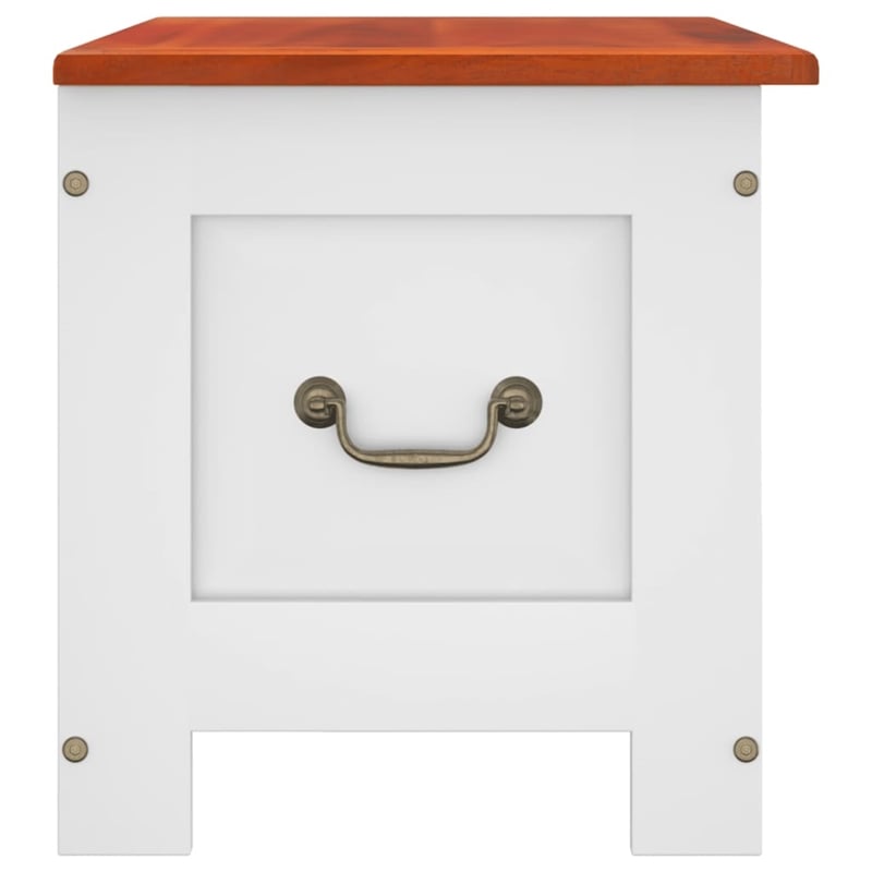 vidaXL Solid Acacia Wood Engineered wood Storage Chest in Brown and White