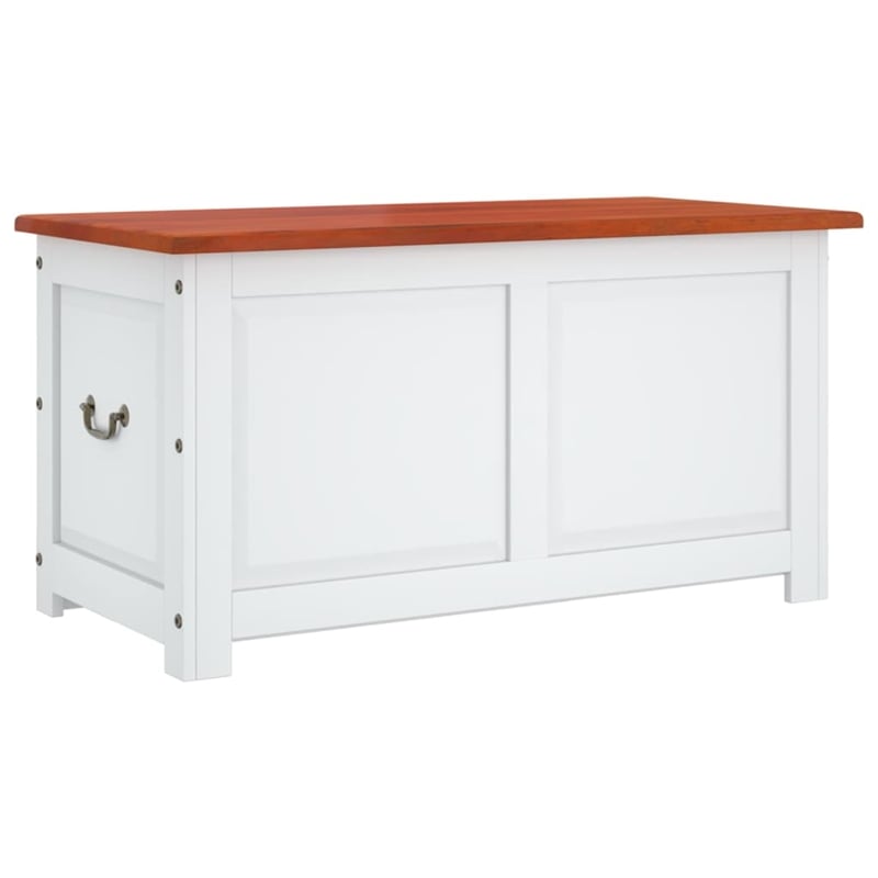 vidaXL Solid Acacia Wood and Engineered Wood Storage Chest in Brown and White