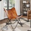 vidaXL Real leather Butterfly Chair in Brown