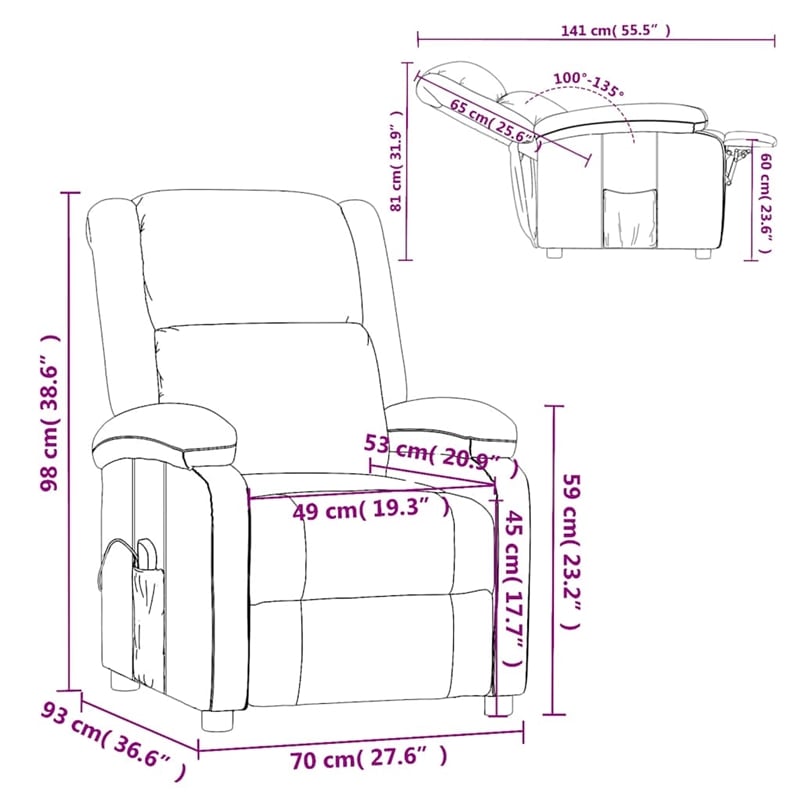 vidaXL Polyester Massage Chair in Light Gray Fabric