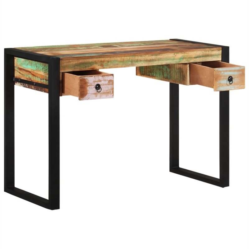 vidaXL Solid Reclaimed Wood Medium Computer Desk in Multicolor