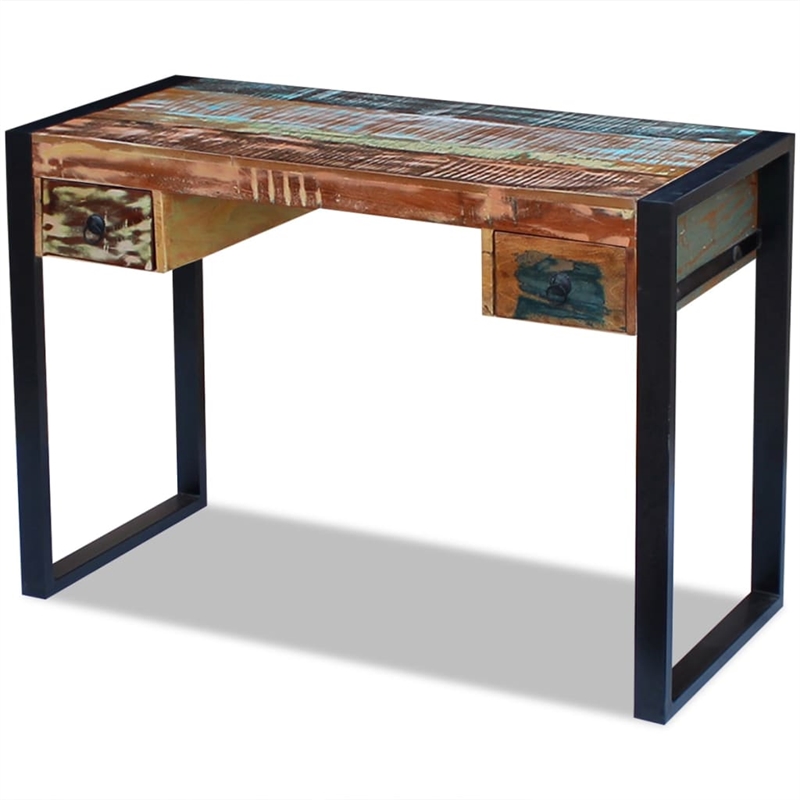 vidaXL Solid Reclaimed Wood Medium Computer Desk in Multicolor
