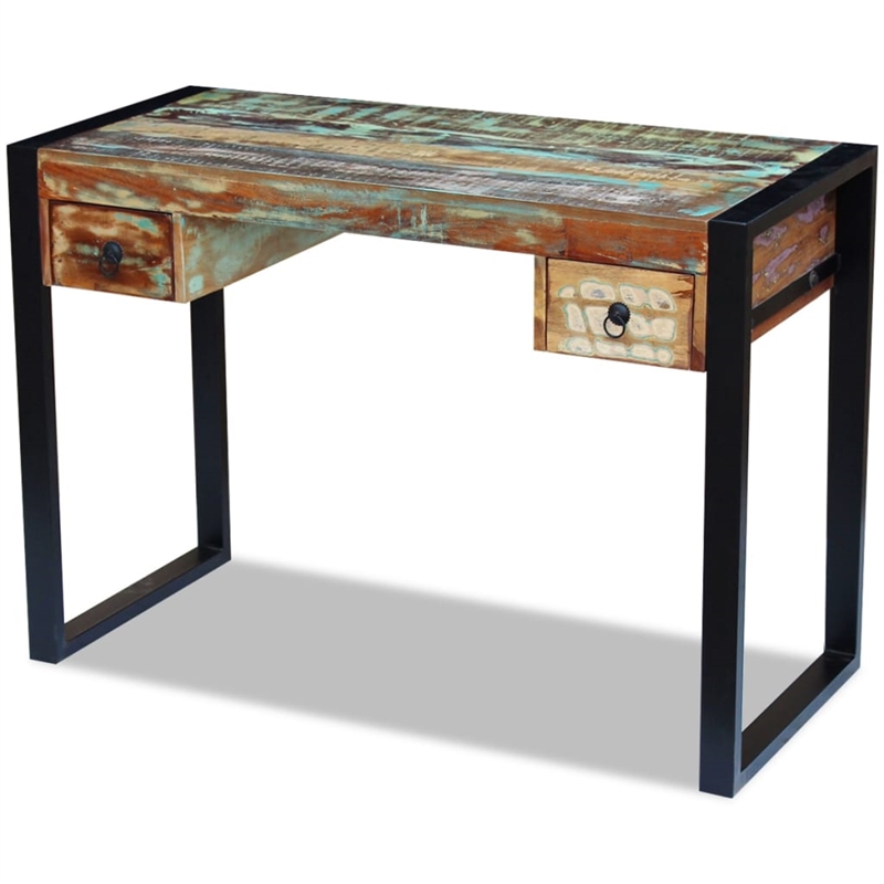 vidaXL Solid Reclaimed Wood Medium Computer Desk in Multicolor