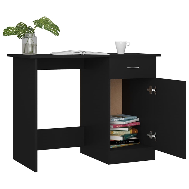 vidaXL Rectangular Engineered Wood Compact Desk in Black