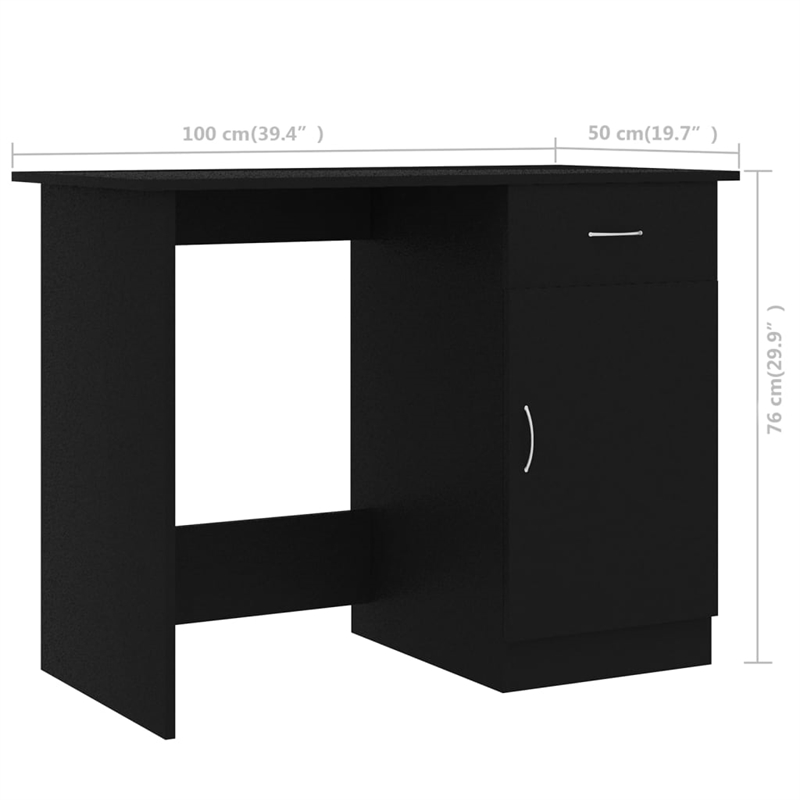 vidaXL Rectangular Engineered Wood Compact Desk in Black