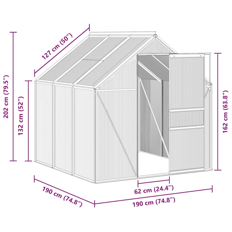 vidaXL Transparent Aluminum Greenhouse in Anthracite