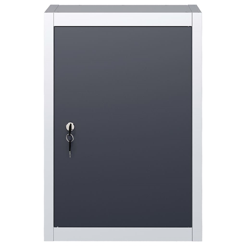 vidaXL Industrial Style Metal Wall Mounted Tool Cabinet in Gray & Black