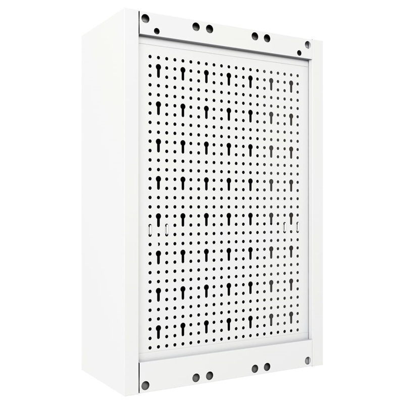 vidaXL Industrial Style Metal Wall Mounted Tool Cabinet in Gray & Black