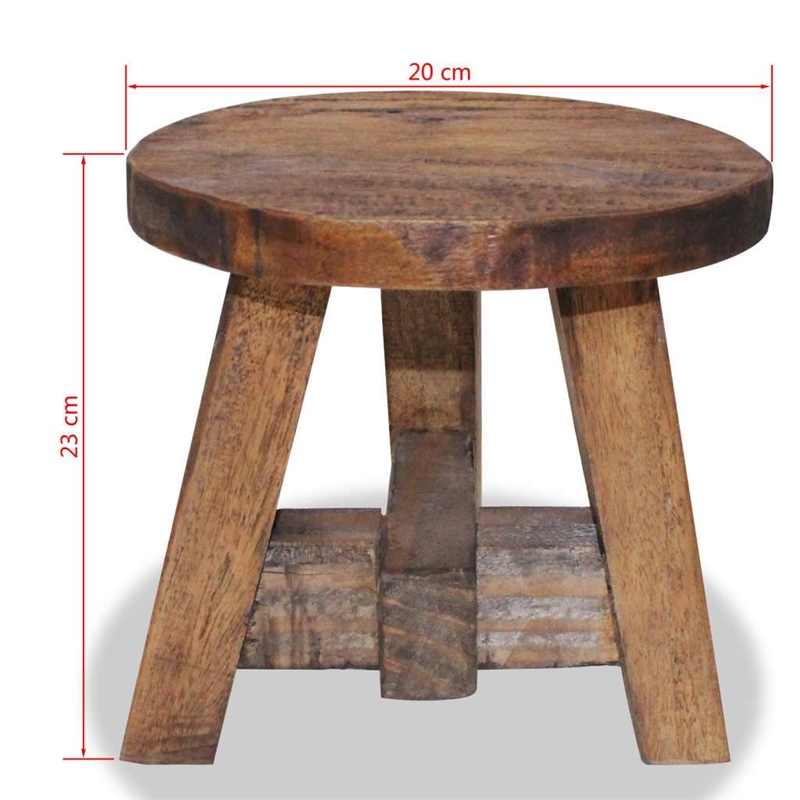 vidaXL Compact Round Solid Mahogany Wood Stool on Brown
