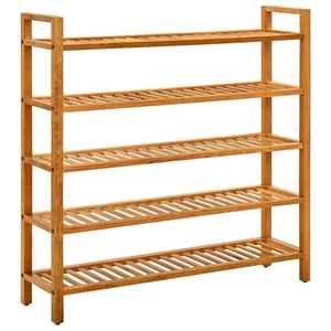 vidaXL Rectangular Medium Solid Oak Wood Shoe Rack in Brown