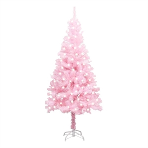 vidaXL 47.2&quot PVC & Steel Artificial Christmas Tree in Pink