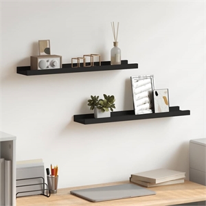 vidaXL 23.6&quot MDF Frame Ledge Shelf in Black (Set of 2)