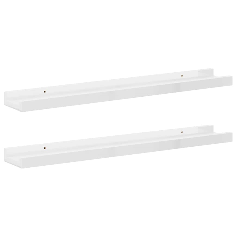 vidaXL MDF Wall Shelf in High Gloss White (Set of 2)