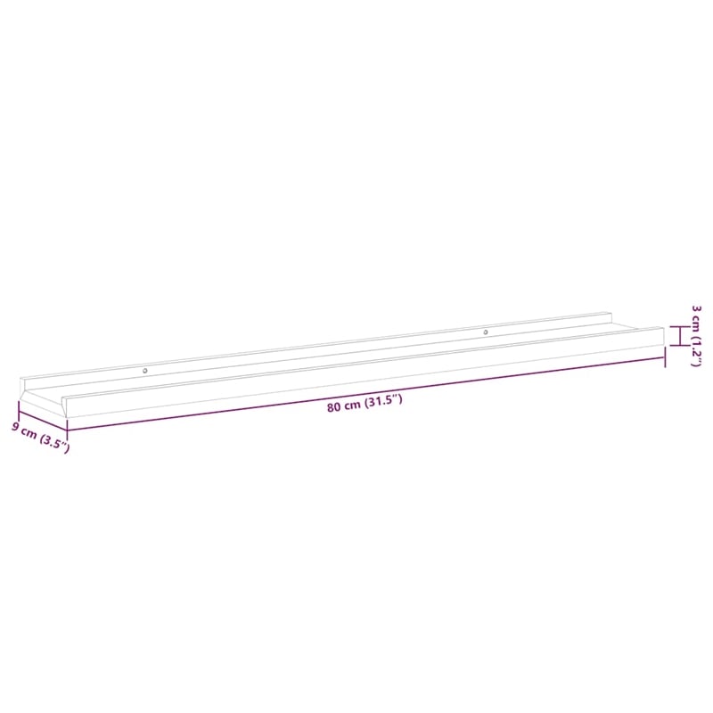 vidaXL MDF Medium Decorative Inlays Wall Shelf in Black (Set of 4)