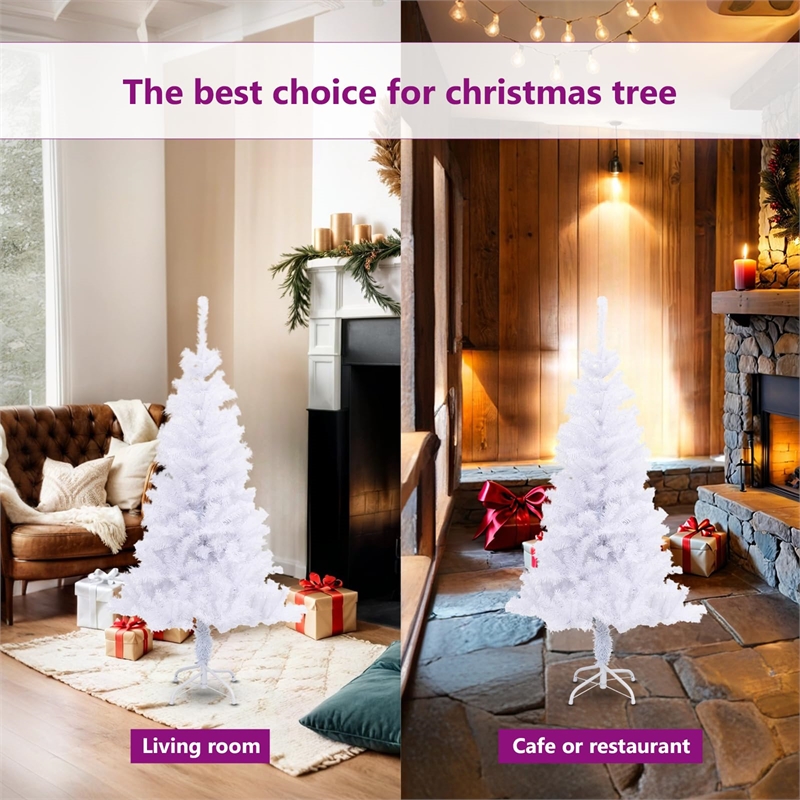 vidaXL PVC 4 ft Collapsible Artificial Christmas Trees in White